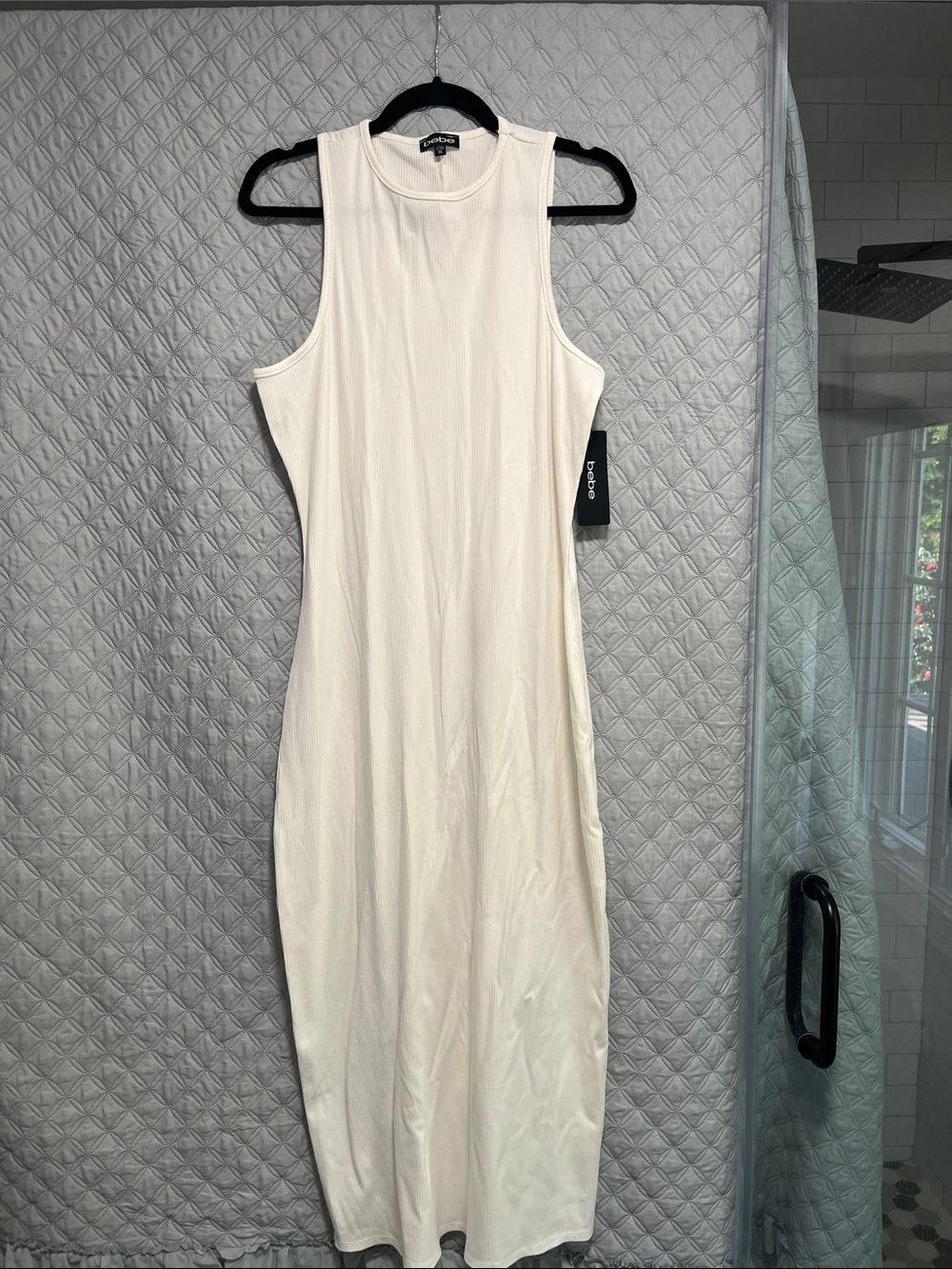 bebe Cream Sleeveless Maxi Dress